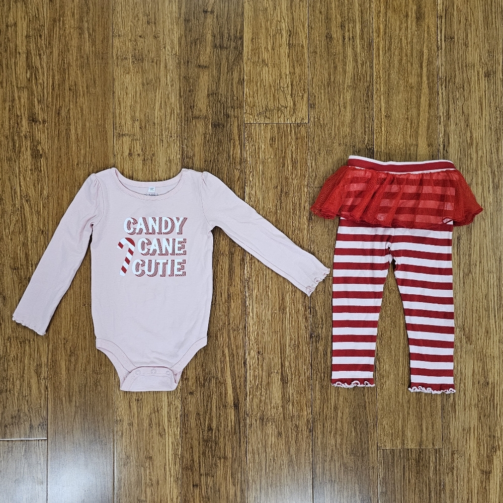 🎄Baby / Toddler Christmas Tutu Outfit “Candy Cane Cutie” 24M (Okie Dokie) 🎄
